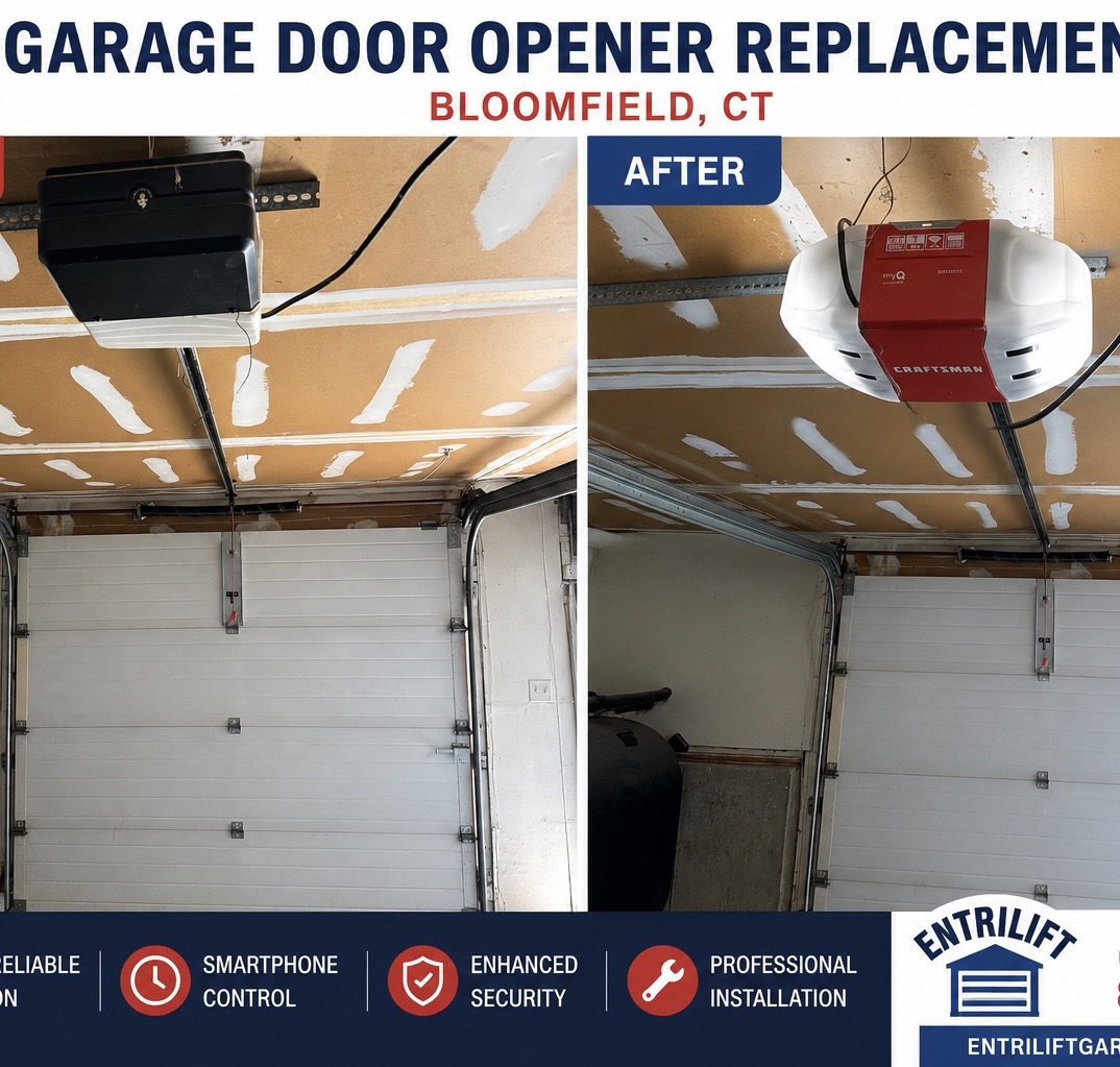 Garage door opener replacement in Bloomfield CT by Entrilift Garage Door