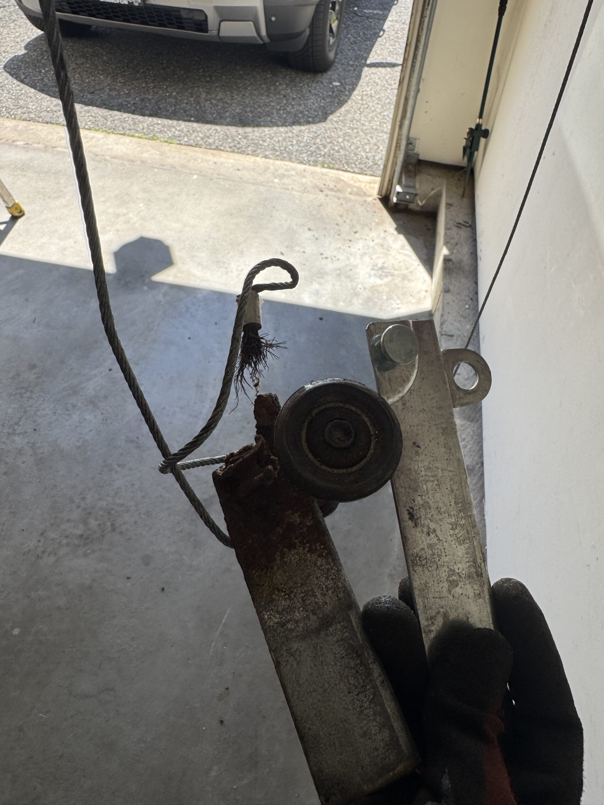 Rusted garage door bottom bracket replacement in Avon CT